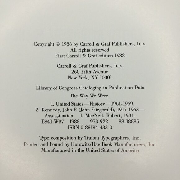 Vintage 1988 The Way We Were 1963 The Year Kennedy Was Shot By Robert MacNeil - Picture 12 of 12